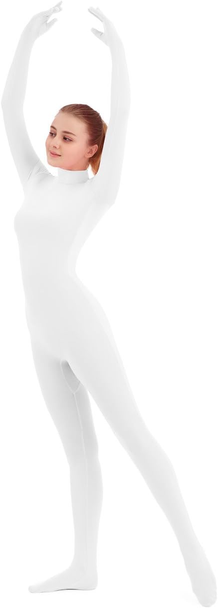 SUPRNOWA Full Body Unitard Turtleneck Spandex Footed/Footless Long Sleeve Unisex