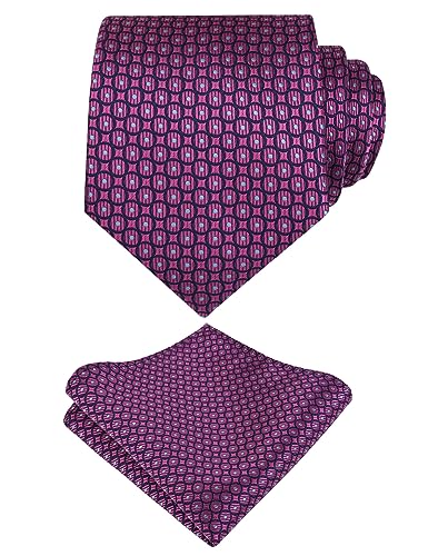 Image of Alizeal Mens Vintage Solid Plaid Tie with Pocket Square 3.15inches Necktie Set