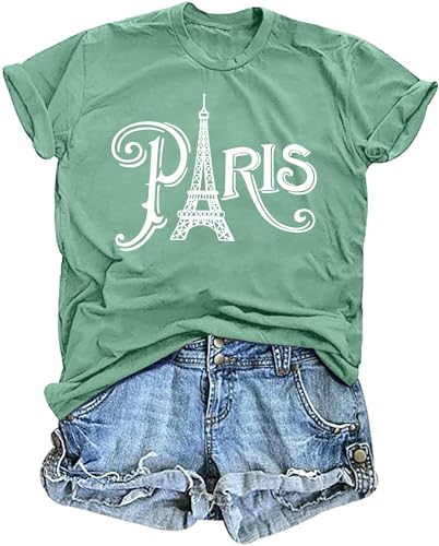 Image of Paris France Shirt Women Eiffel Tower T Shirt Travel in France Tshirts Vacation Tees Paris Tops