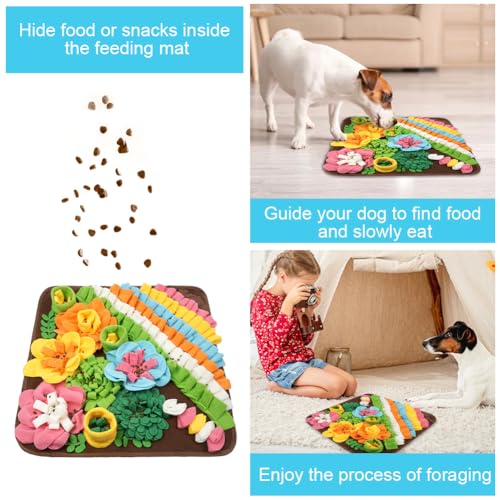 OSDUE Schnüffelteppich Hund, Futterschnüffel-Futtermatte, Hunde-Schnüffelmatte Welpen-Trainingsmatte Schnüffelspielzeug Interaktive Hundespielzeug Hunde Spielteppich für Alle Hunderassen 50x50CM