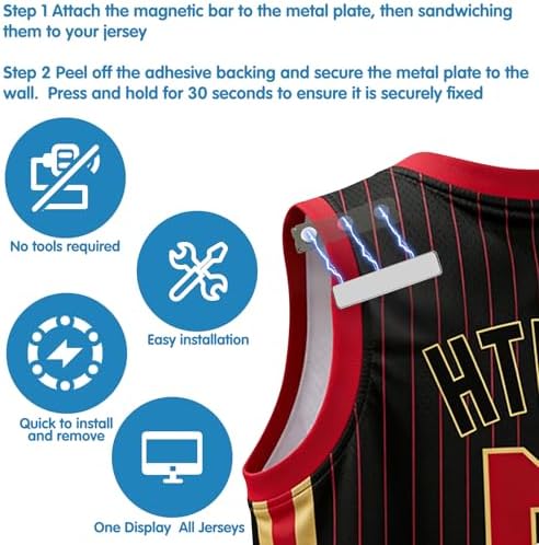 8Pcs Magnetic Jersey Wall Hanger - No Drilling, No Damage, Invisible Floating Display, Soccer Jerseys and Framed Memorabilia, Fit All Sports Shirts - 2
