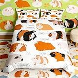 Copripiumino, motivo animali,con motivo di razze di roditori,set di biancheria da letto decorativo per bambini e bambini, 3 pezzi, marrone zenzero