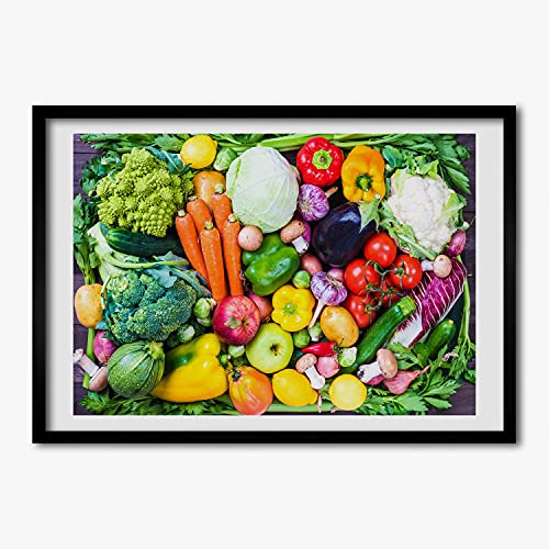 Cadre en bois moderne 70x50 Tulup avec peinture de légumes colorés haute définition