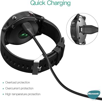 Microsonic Garmin Forerunner 945 için Manyetik USB Şarj Kablosu Siyah [Forerunner 945 ile Uyumlu Şarj Kablosu - Siyah]