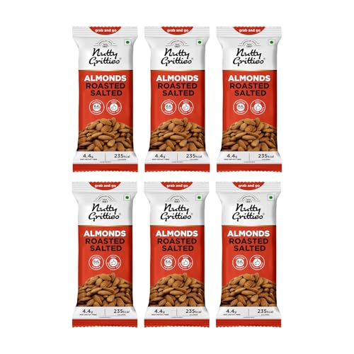 Image of Nutty Gritties Grab And Go California Almonds Roasted, Lightly Salted | 240g (Pack of 6, 40g each)