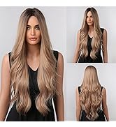 Esmee Long Wavy Ombrer Strawberry Blonde Wig for Women Natural Synthetic Hair Heat Resistant Wigs...