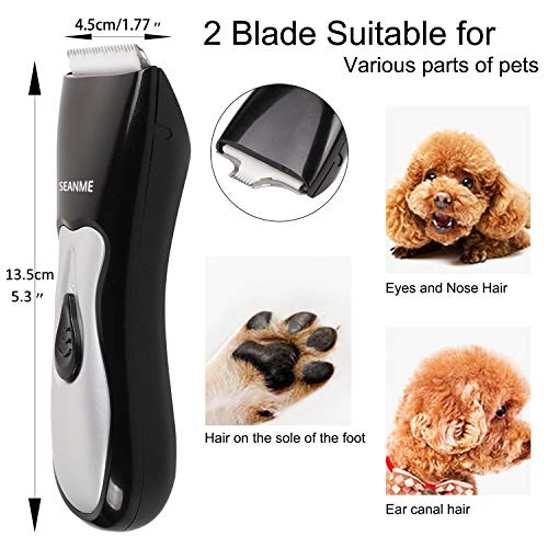 seanme Dog Clippers Washable, New Upgrade Waterproof 2 in 1 Pet Grooming Kit with Double Blades Professional Electric Trimmer Set Rechargeable Cat Trimmer Low Noise Shaver for Pets/Dogs/Cats (Black)