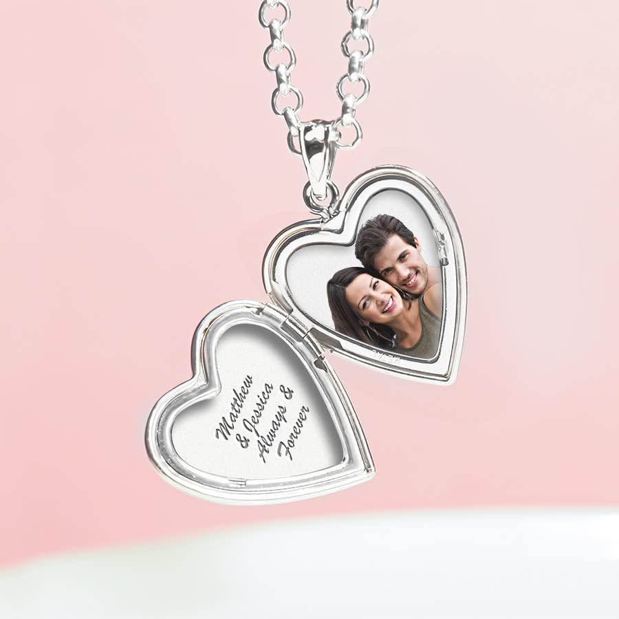 PicturesOnGold.com Sterling Silver Diamond Heart Photo Locket 3/4 x 3/4 Inch - Image 9