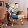 Joysoul living room accent chair modern high back arm chair colorful plaid bohemian style chairs for bedroom waiting room  urban country home decor