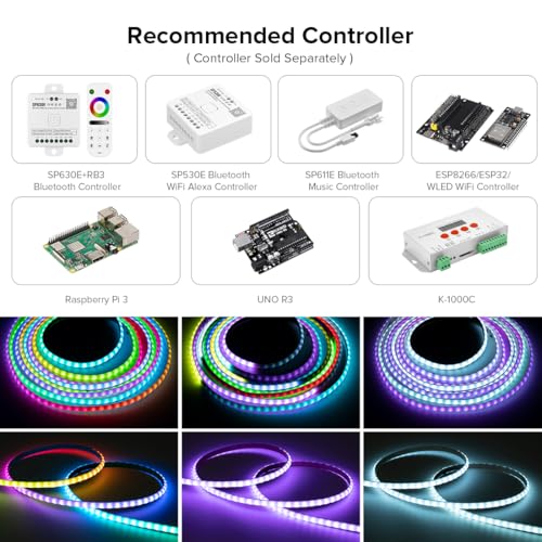Image of WS2812B Addressable LED Strip 6.56ft 160LEDs /m High Density 5V RGB Individual Lighting 320 ICS Flexible 5mm COB Uniform Light for Bedroom Car Decor | No Controller /Adapter