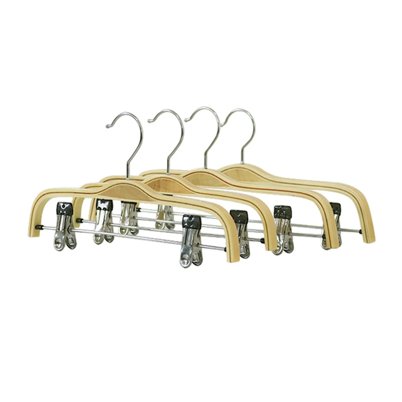 Kleiderbügel Hosen 37 cm rutschfeste Kleiderbügel for den Heimgebrauch von Erwachsenen, Sperrholz-Kleiderbügel mit Klammern for Hosen, 5 Stück