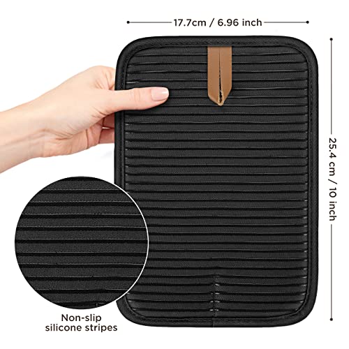 BONTHEE Topflappen Baumwolle Groß 4er Set Anti-rutsch Topflappen zum Kochen Backen Küchenzubehör - Schwarz