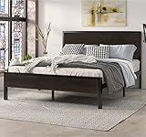 SHA CERLIN Queen Bed Frame with Headboard, Heavy Duty Platform Bed with Under-Bed Storage, Solid Wood Slats & Metal Construction, No Box Spring Needed, Easy Assembly, Black Oak