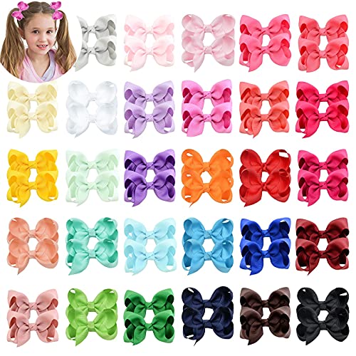 58pcs 3 Inches Grosgrain Ribbon Pinwheel Hair Bows Alligator Clips Hair Barrettes Accessories for Baby Girls Kids Toddlers Teens 20 Colors in Pairs