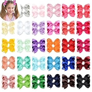 58pcs 3 Inches Grosgrain Ribbon Pinwheel Hair Bows Alligator Clips Hair Barrettes Accessories for Baby Girls Kids…