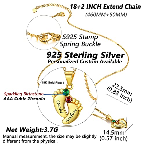 Silvora Sterling Silver Personalized Custom Baby Feet Necklace with Birthstone Great Mother Pendants Gift Packaging4
