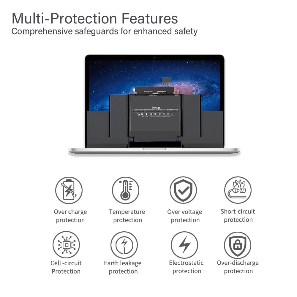 Batteria A1417 Per MacBook Pro 15 Retina - Sostitutiva, 11.26V 99Wh, Per Modelli 2012-2013