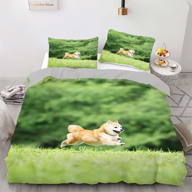 Housse de couette 140x200 microfibres chiens parure lit 2 taies