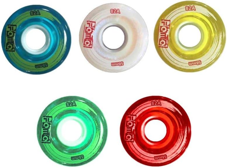 STD Skates & Wheels - STD Wheels FOMO Trick/Dance Model - Transparent - Set of 8 Wheels+16 Bearings - 58mm x 32mm 82A - Accessories for Quad Street Roller Skates