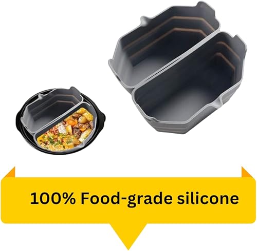 Miniatura 5 de Bonneeoile - Juego de 2 separadores de silicona azul y gris para olla de cocción lenta, juego de 2 en 1, ecológicos, reutilizables y antiadherentes