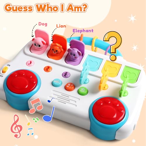 Jouet Bebe 1 an, Jouet Montessori avec 6 Animaux Musique et Lumières Jeux Bebe 1 an Fille Garçon Jeu Eveil Educatif 12 18 Mois Jeu Bebe Anniversaire Cadeau Enfant 1 2 3 An Fille Garcon Jeux et jouets – Image 4
