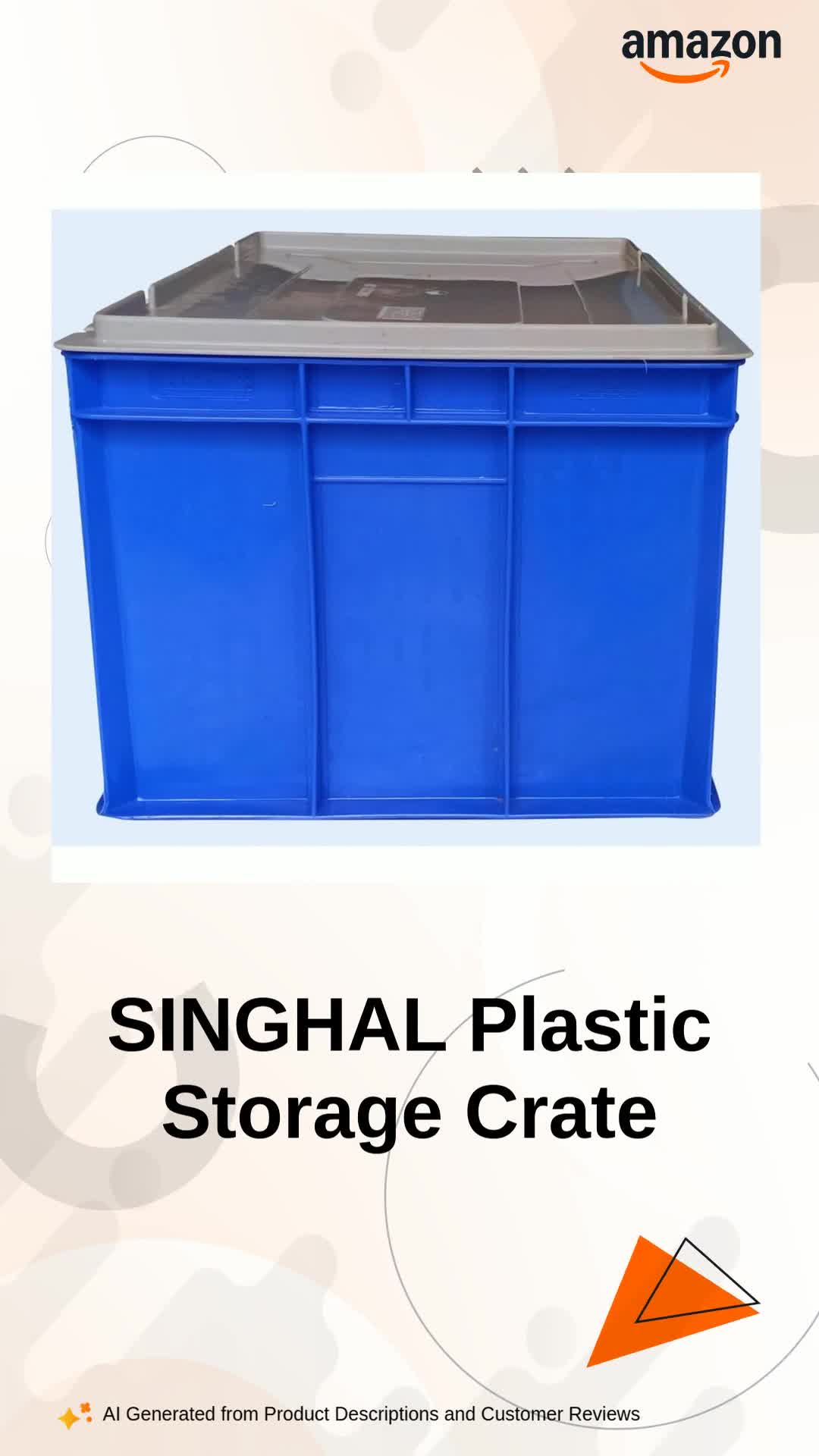 SINGHAL Plastic Crate with Lid, 500x325x250 MM Multipurpose Heavy