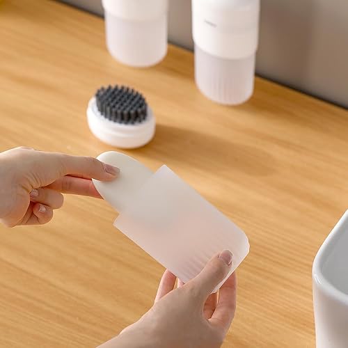 Miniatura 6 de Caja de jabón de viaje a prueba de fugas para ducha, contenedor de jabón portátil, plato con tapa para baño, soporte de jabón de viaje con cepillo