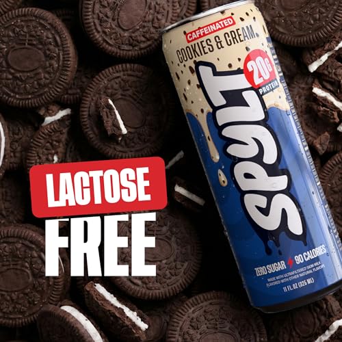 Image of Spylt High Protein Cookies & Cream Milk with 60mg Caffeine & 20g Protein - 90 Calories, Ready to Drink, Sugar Free, Lactose Free Milk, Perfect for Workout Recovery & Afternoon Pick Me Up - 12 Count - Packaging May Vary