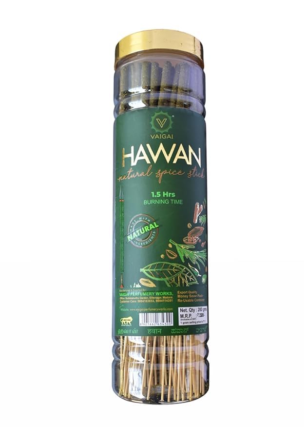 Vaigai Hawan Natural Spice Sambrani Sticks - 100% Pure, Aromatic Incense for Pooja, Meditation, and Spiritual Rituals | 200grams | Pack of 2-image-42
