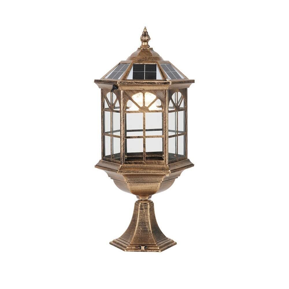 QUSYZD Brown Retro Solar Ip55 Post Cap Square Fence Light, Pillar Lantern Outdoor Waterproof Pillar Post Lamps, Villa Garden Courtyard Home Lmprovement Light for Fence,