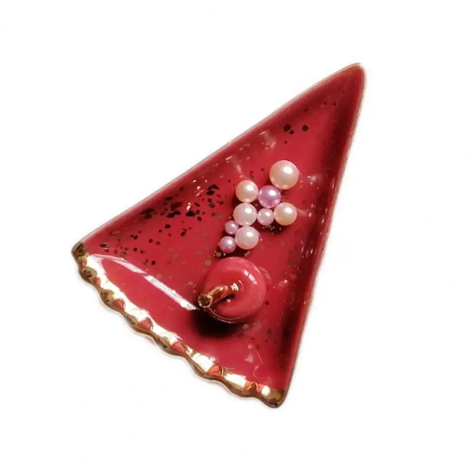 RRYPBOVG Ceramic Jewelry Dish Trinket Dish Fruit Dessert Display Bowl Ceramic Jewelry Necklace for Bedroom(Red)