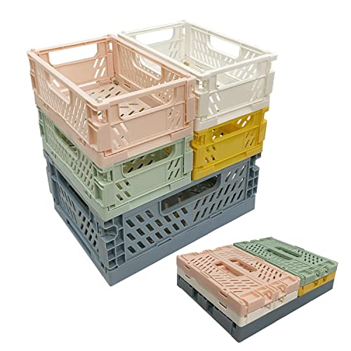 RHBHY Klappkiste Klappbox Klein Klappboxen Faltbar Stabil Enthalten 4stk mini Klappkorb und 1stk Großer Klappkisten Kunststoff Stabil Platzsparend Kein Geruch Super für Kleinkram und Kosmetik (A) Cover