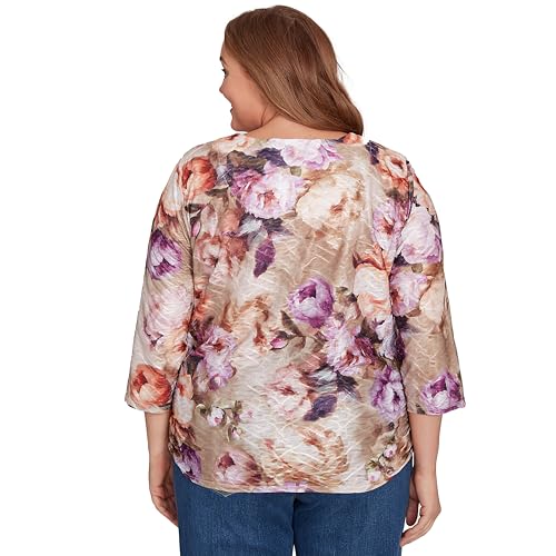 Textured Floral Ruched Sides Top2