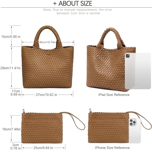 Image of JINMANXUE Fashion Woven Bag Shopper Bag Travel Handbags and Purses Women Tote Bag Large Capacity Shoulder Bags