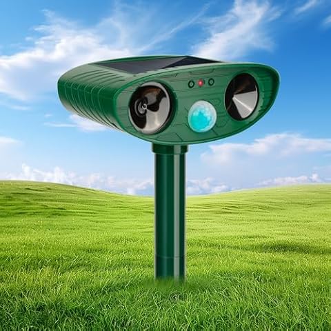 2024 Solar Ultrasonic in Repellent Defender Rat, Squirrel, Deer, Raccoon, Skunk, Rabbit, Mole, Dog, Cat, Waterproof with Motion Detector Cover