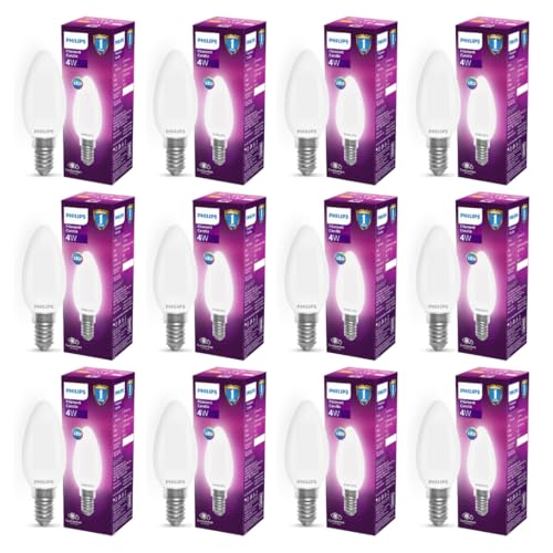 Philips 4-watt Filament Candle LED Bulb | Diffused Candle Bulb For Home & Decoration | Bulb Base: E14, Cool White | Pack of 12
