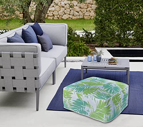 Fbts Prime Outdoor Inflatable Ottoman Light Green Leaf Square 23X9 Inch Patio Foot Stools And Ottomans Portable Footstool #TOP1