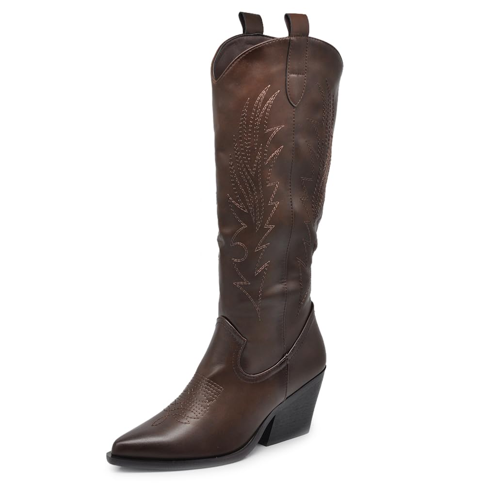 IF Fashion Stivali Cowboy Western Texani Scarpe da Donna A Punta Camperos GA021 brown N.38