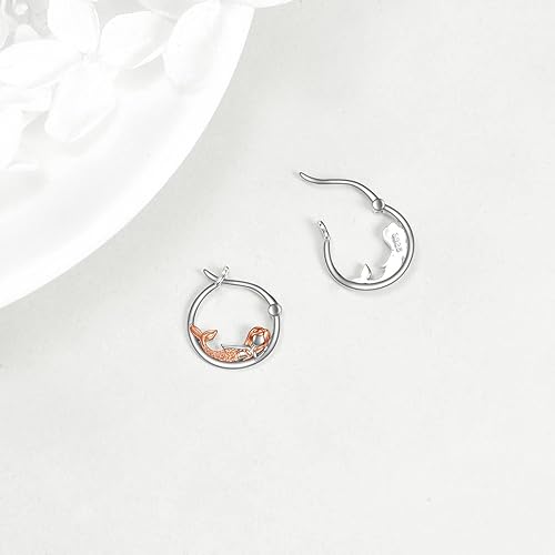 Miniatura 10 de VONALA Aretes de aro de bulldog francés de plata de ley 925 con diseño de círculos para perros, regalos para mujeres y niñas