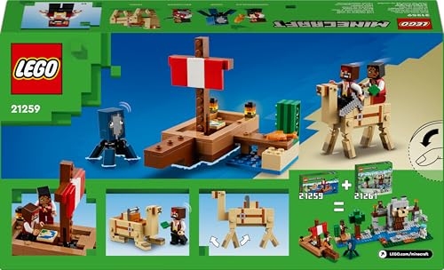 Minecraft Il Viaggio del Galeone dei Pirati - Barca Giocattolo con 2 Pirati, 2 Animali e Accessori tra cui una Spada e una Mappa - Regalo per Gamer, Bambini e Bambine da 8 Anni in su 21259 - Lego - Immagine 12