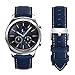 Fullmosa Compatible Samsung Galaxy 46mm/Gear S3 Frontier/Classic Watch Bands, Quick Release Leather Watch Band for Gear S3 Bands/Moto 360 2nd Gen 46mm 22mm Watch Band, Dark Blue + Silver Buckle
