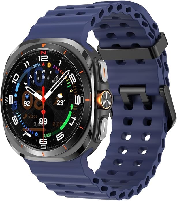Image of CERLINK Ocean Silicone Sport Bands For Samsung Galaxy Watch Ultra 47MM Band, Adjustable Breathable Soft Waterproof Strap For Galaxy Watch 7 Ultra