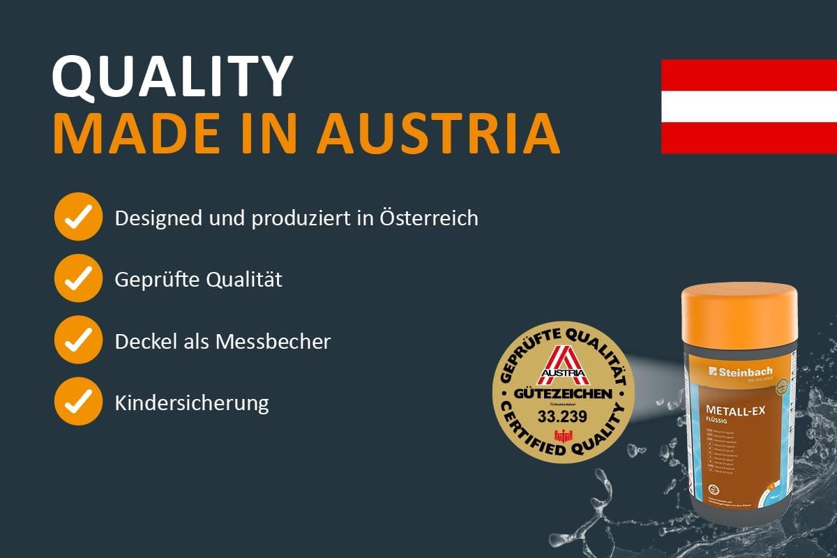 STEINBACH Metall-EX flüssig 2 l | entfernt Eisen, Kupfer & Metallablagerungen im Pool | gegen Trübungen & Ablagerungen an Einbauteilen | einfache Anwendung | für alle Pooltypen geeignet