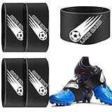 Patelai 4 Pcs Soccer Cleat Lace Cover Football Shoe Band Soccer Shoe Cover Football Cleat Bands Youth Adult for Season (Youth,Black)