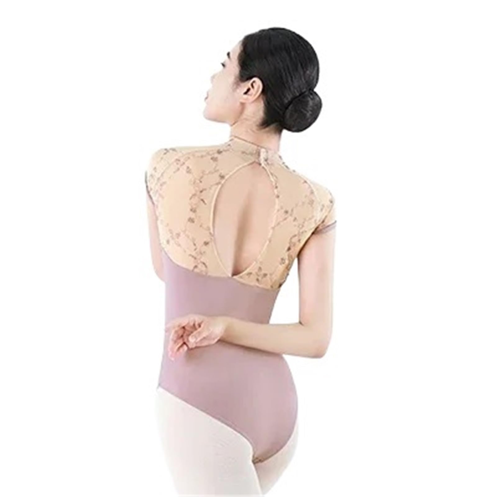Ballett-Trikot Tanztrikots for Damen, besticktes Mesh-Trikot, Stehkragen mit versteckter Schnalle, Tanzbekleidung for Mädchen in V-Form