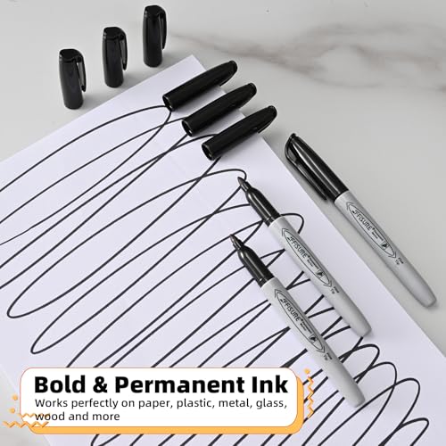 Image of Permanent markers, 120 packs permanent markers bulk, quick drying in one second, waterproof, smooth, not easy to erase, durable, can be marked on glass, tiles and cloth, office supplies,Gray shell