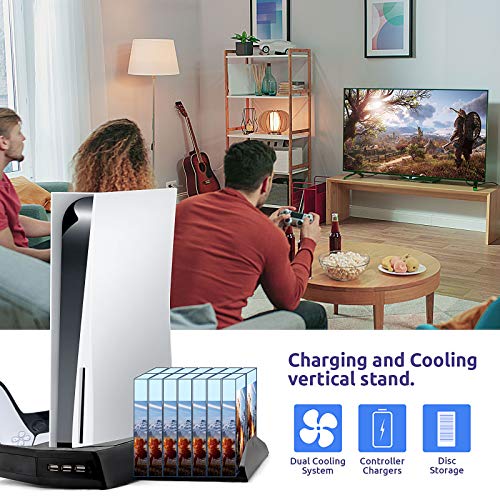 Stand with Cooling Fan and Dual Controller Charger for PS5, KRX All-in-One Design Accessories for Playstation 5 Digital Edition & Dualsense, Console System Charging & Cooling Station for PS5 - Thumbnail 6