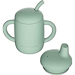 Cuddle Campus Sippy Cups 7OZ, [4 in 1] Baby Cups, Shatterproof Silicone Straw Cup,Open Cup for 6M, 6M+,6-12 Months,1/1+ Year Old Baby,Toddler