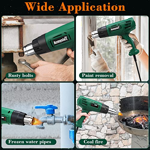 Acmyslat R003 Heat Gun, 1800W Heavy Duty Hot Air Gun Kit Dual Temperature Settings 572℉~932℉ (300℃-500℃), Overload Protection With 4 Nozzles For Crafts, Shrink Wrapping/Tubing thumb #5