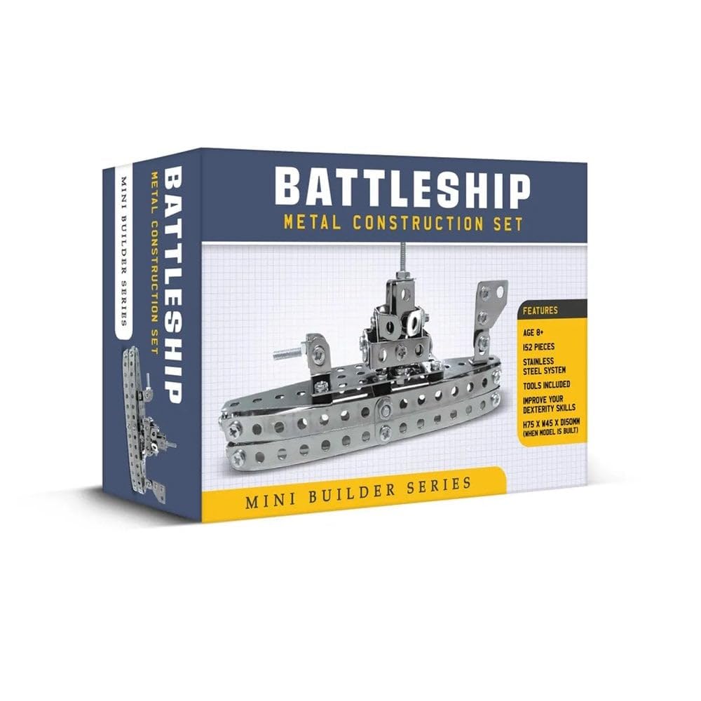 Coach House Partners Mini Builder Series Battleship Metal Construction Set – Stainless Steel, 152 Pieces, Tools Included, Enhance Dexterity Skills